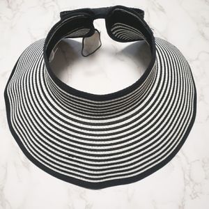 Sun Visor Hats for Women Wide Brim Straw Roll-Up Ponytail Summer Beach Hat.